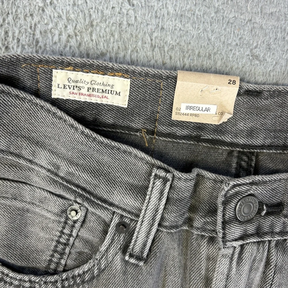 Levis Jeans Mens 28x26 Gray Denim Pants 551 Z Premium Straight Raw Hem Big E NEW